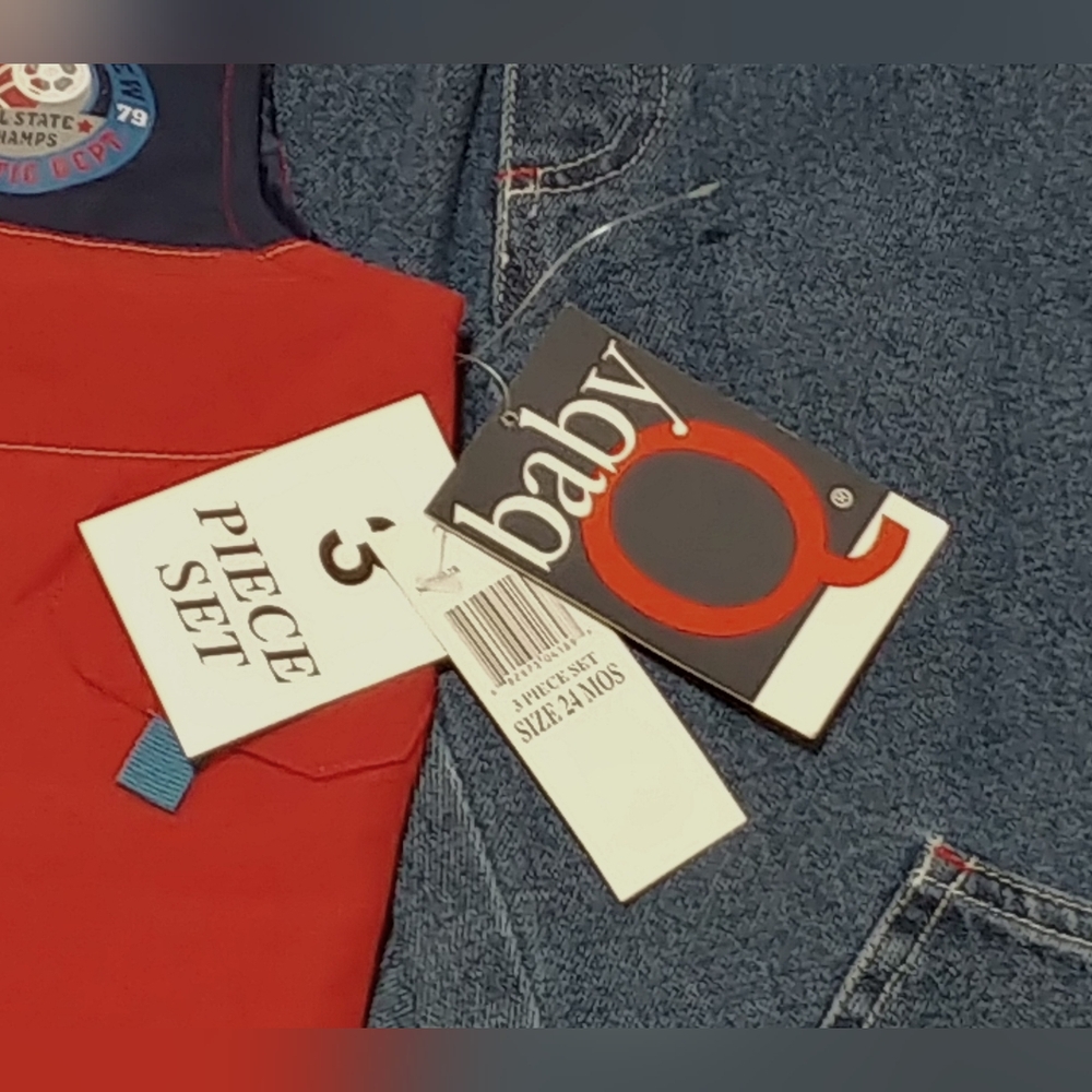24 month Baby Q “Sports Crew Athletic Dept” 3 piece outfit-vest, jeans, LS shirt - Picture 6 of 6